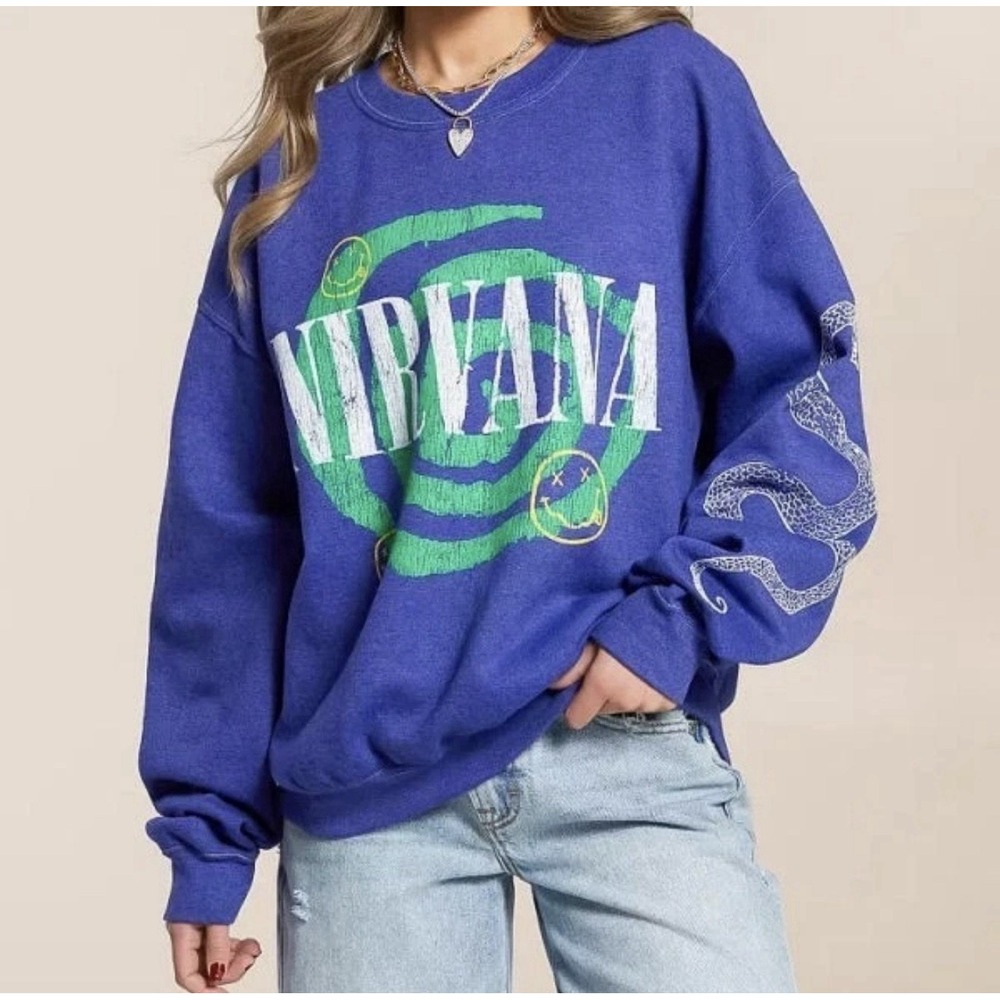 Urban Outfitters Nirvana Oversized Sweatshirt Size M Pullover Grunge Punk Y2K